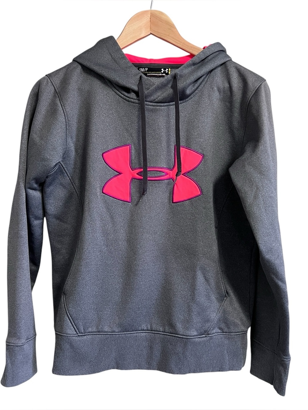 Under Armour Charcoal Hoodie with Hot Pink Logo